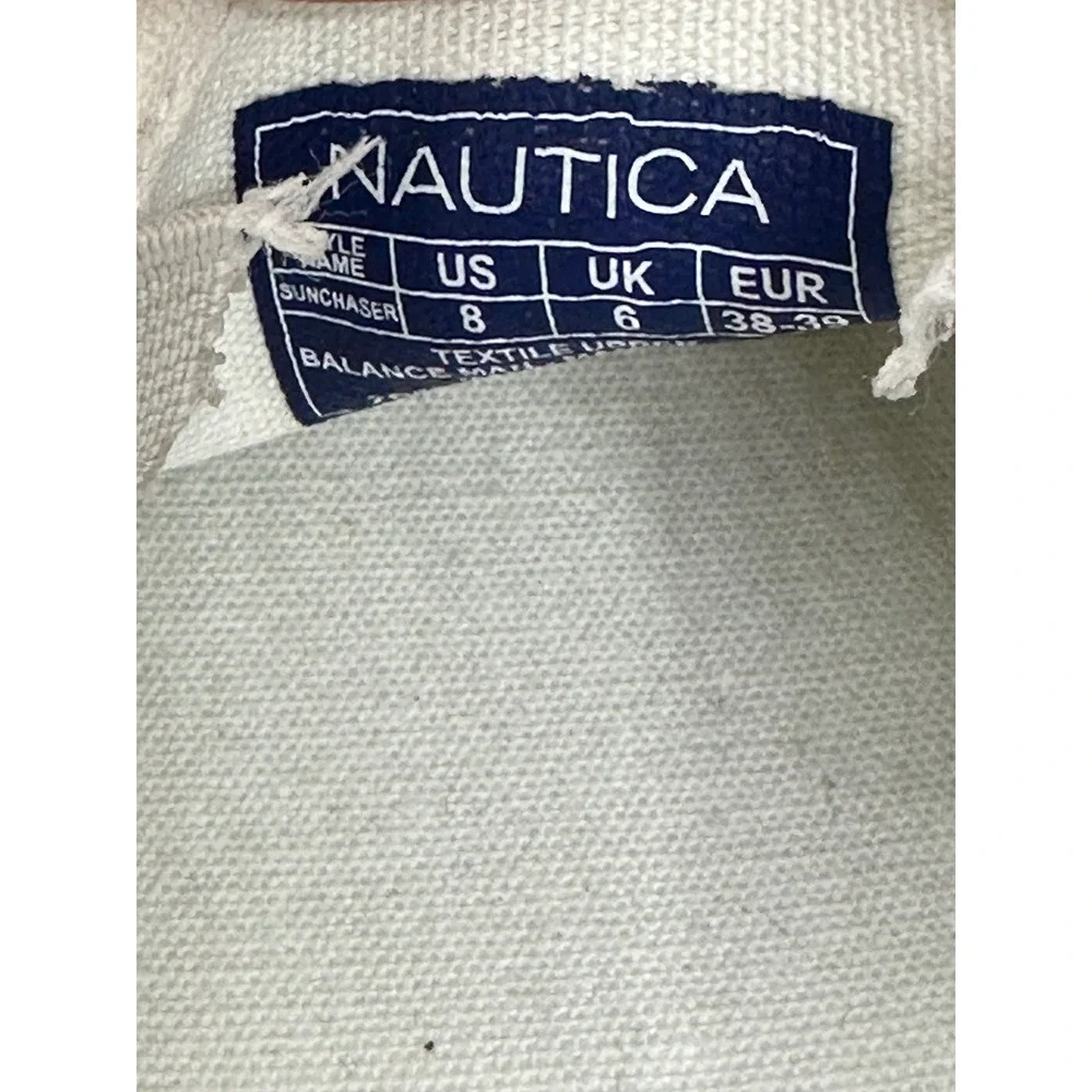 Nautica Sunchaser Slip On Navy White Chevron Canvas Sneakers Shoes Womens Size 8